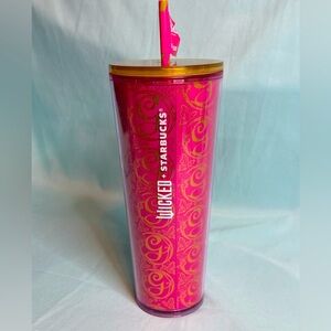 Starbucks Wicked Galinda Monogram Tumbler with Gold Lid